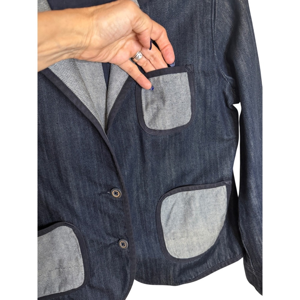 Vintage Y2K Levis San Francisco Denim Blazer Womens M Dark Wash Patch Pocket - Picture 12 of 14